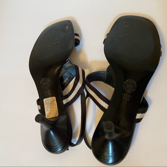 BALLY SHOES SANDALS HEELS BLACK LEATHER T ANKLE STRAPS SIZE 38.5 EU ITALY - Picture 9 of 11